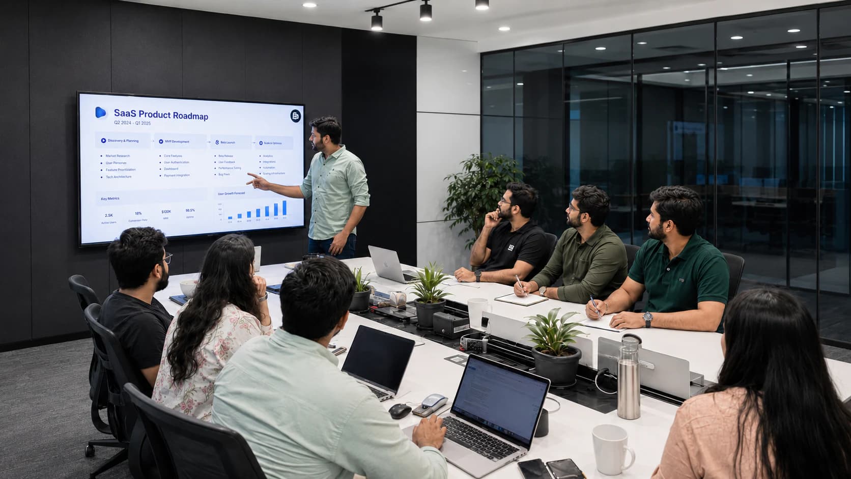BharatXD business transformation team reviewing a SaaS product roadmap